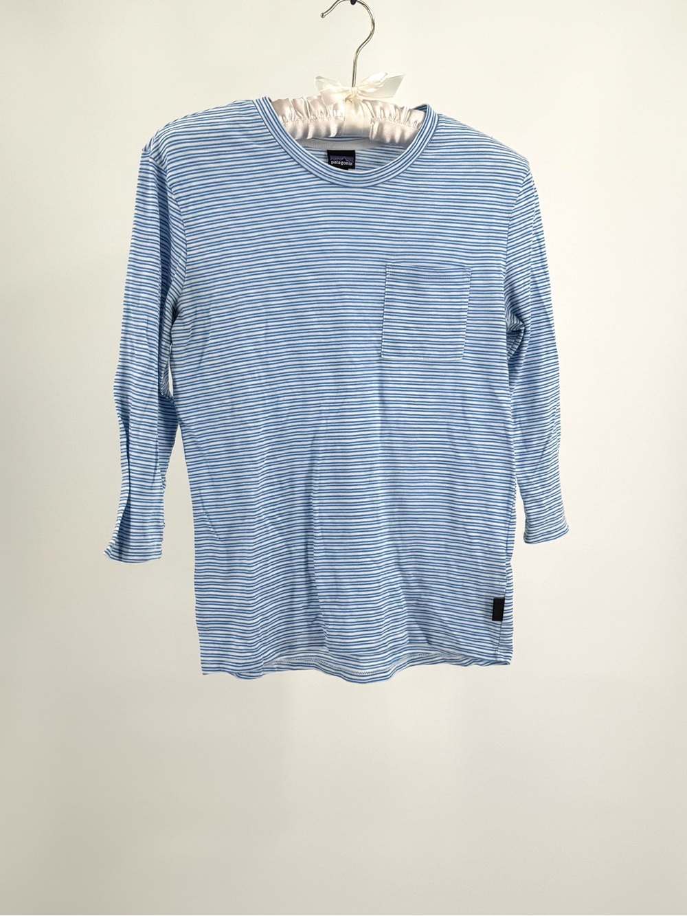 Patagonia Women’s Mainstay 3/4-Sleeved Top in Double Dipper Port Blue Color Sz M